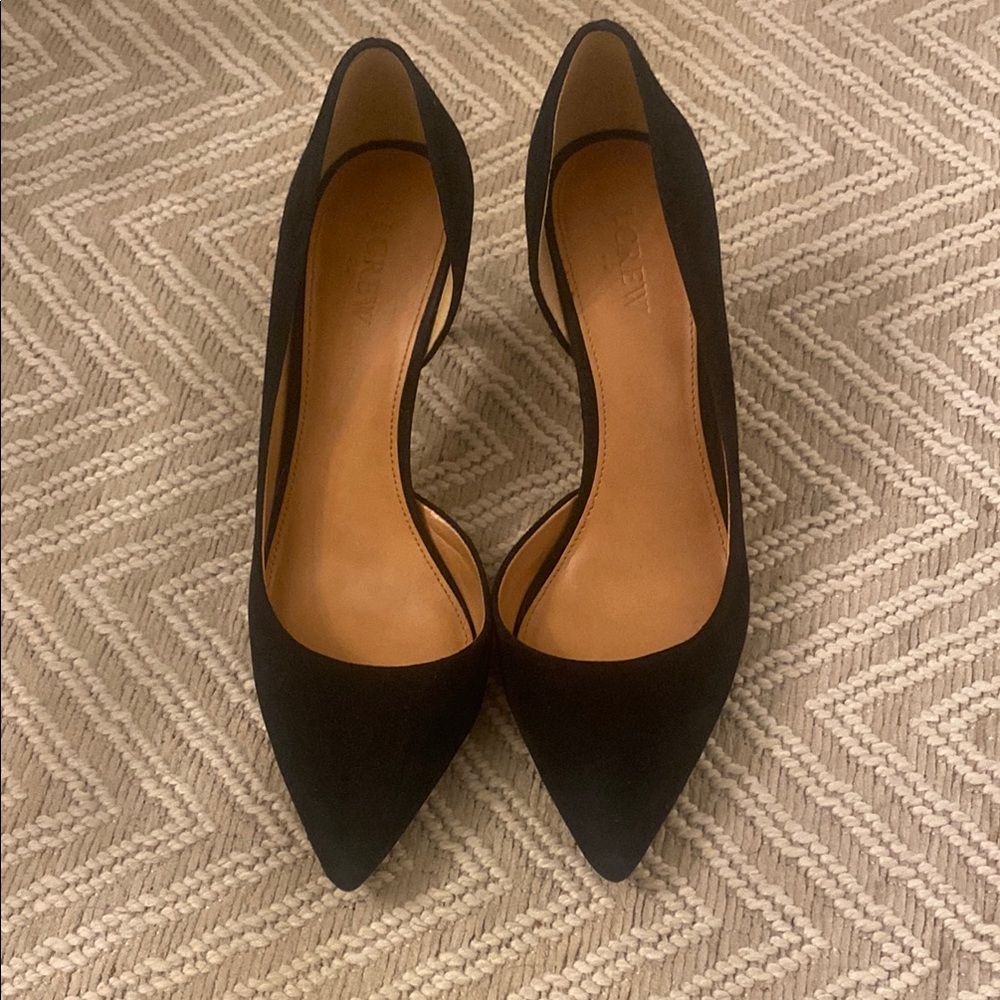 J. Crew d’ Orsay, suede  black pumps. Size 10, worn once!